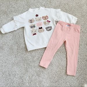 Mayoral Girls Kitty Sweatshirt & Leggings Set